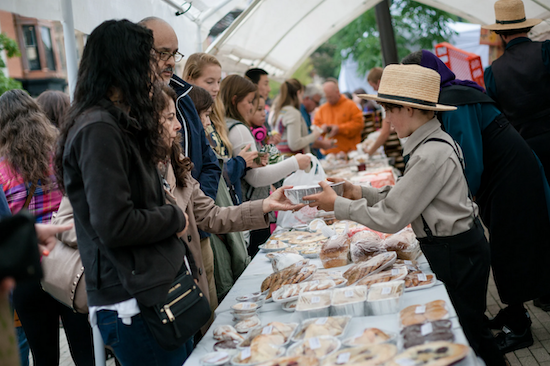 Vendors sell their apple-based goods